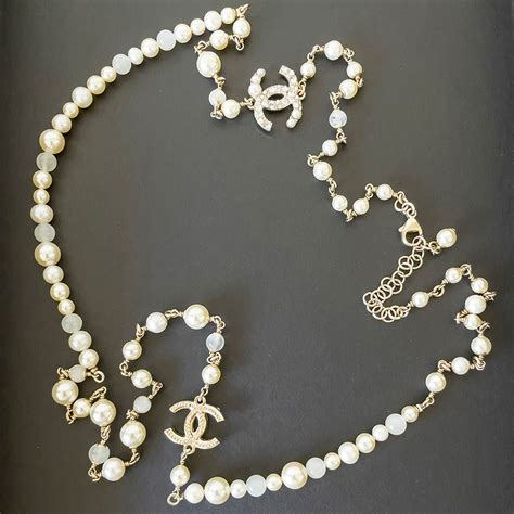 faux chanel long pearl necklace|vintage chanel faux pearl necklace.